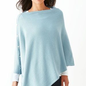 J Jill Aqua Poncho OS with buttons on shoulder or front NWOT